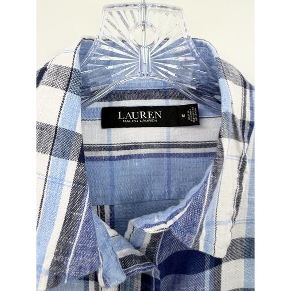 Lauren Ralph Lauren Women's Classic Collared Linen Button Down Shirt Sz. M - Picture 3 of 11